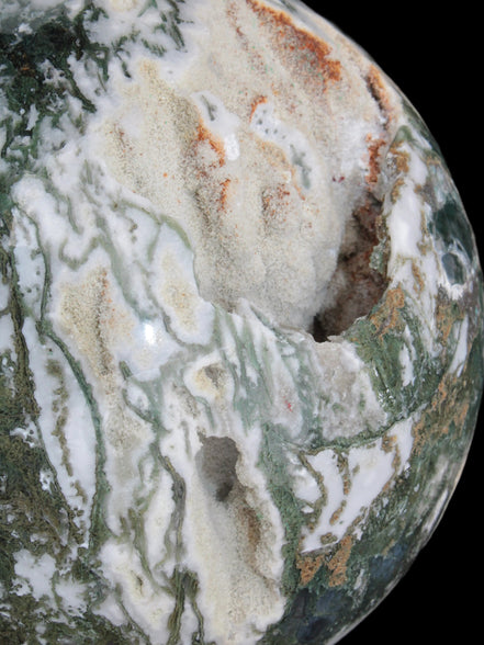 Amazing Ocean Moss Agate sphere with geode cave 4500g - Rocks and Things Store