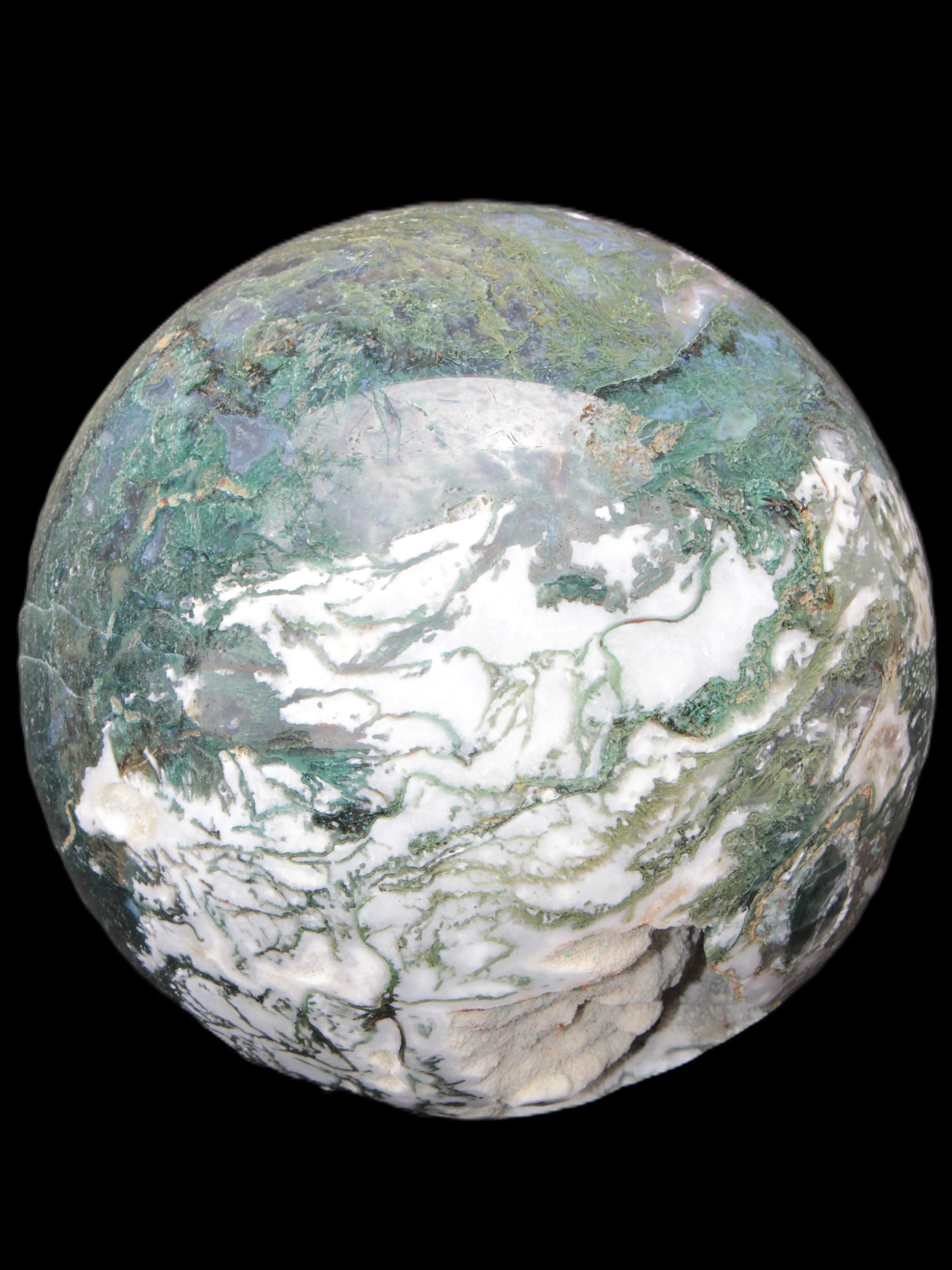 Amazing Ocean Moss Agate sphere with geode cave 4500g - Rocks and Things Store