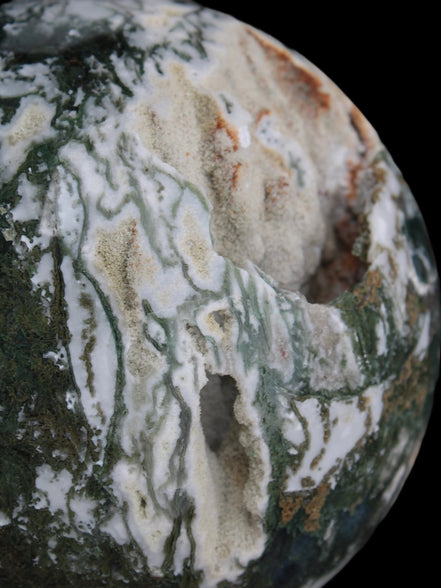Amazing Ocean Moss Agate sphere with geode cave 4500g - Rocks and Things Store