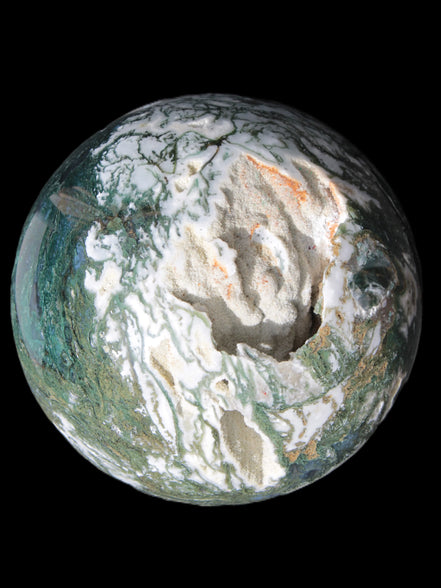 Amazing Ocean Moss Agate sphere with geode cave 4500g - Rocks and Things Store