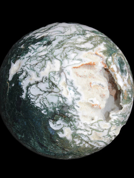 Amazing Ocean Moss Agate sphere with geode cave 4500g - Rocks and Things Store