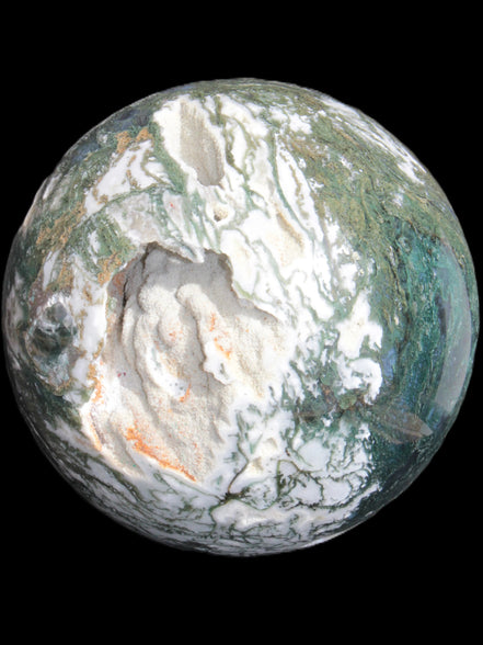 Amazing Ocean Moss Agate sphere with geode cave 4500g - Rocks and Things Store