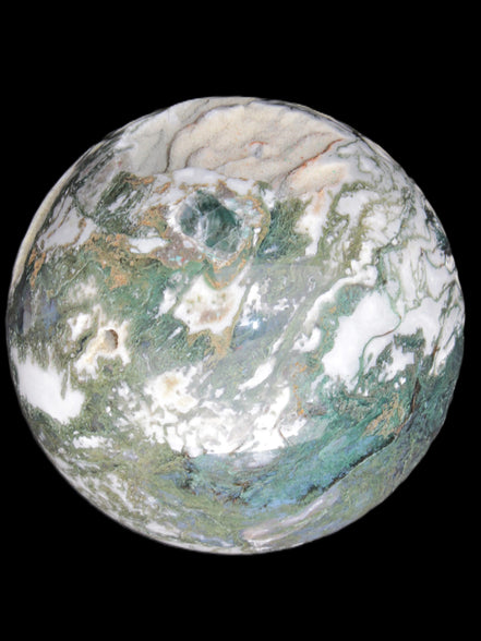 Amazing Ocean Moss Agate sphere with geode cave 4500g - Rocks and Things Store