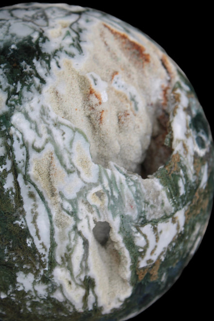Amazing Ocean Moss Agate sphere with geode cave 4500g - Rocks and Things Store
