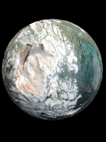 Amazing Ocean Moss Agate sphere with geode cave 4500g - Rocks and Things Store