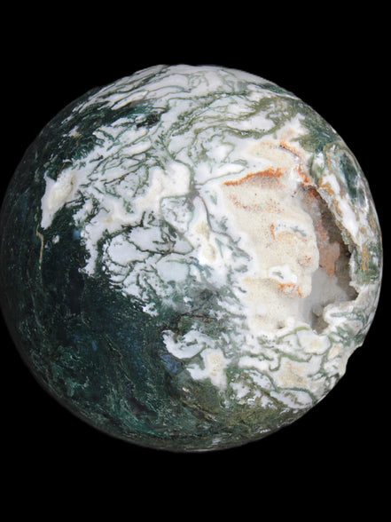 Amazing Ocean Moss Agate sphere with geode cave 4500g - Rocks and Things Store