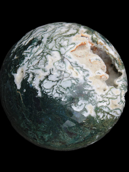 Amazing Ocean Moss Agate sphere with geode cave 4500g - Rocks and Things Store