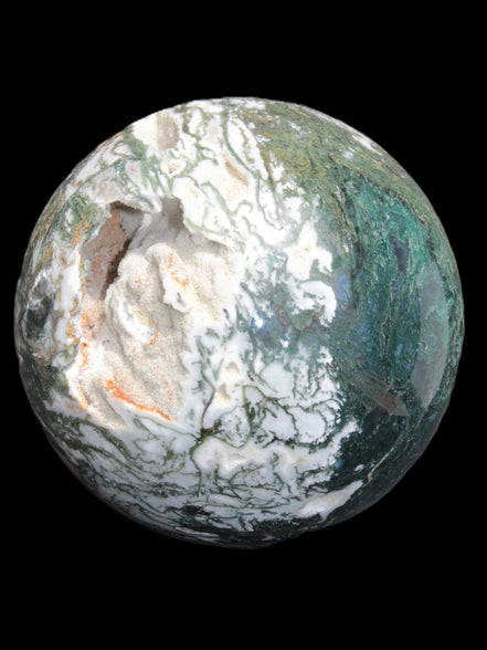 Amazing Ocean Moss Agate sphere with geode cave 4500g - Rocks and Things Store