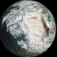 Amazing Ocean Moss Agate sphere with geode cave 4500g - Rocks and Things Store