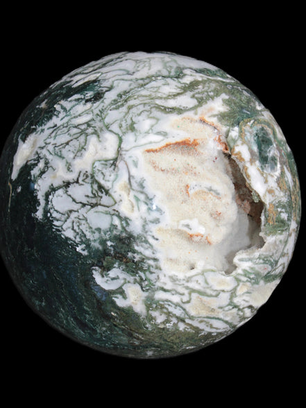 Amazing Ocean Moss Agate sphere with geode cave 4500g - Rocks and Things Store