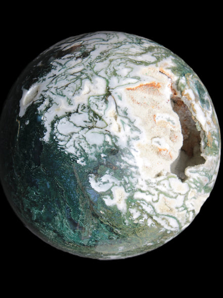 Amazing Ocean Moss Agate sphere with geode cave 4500g - Rocks and Things Store