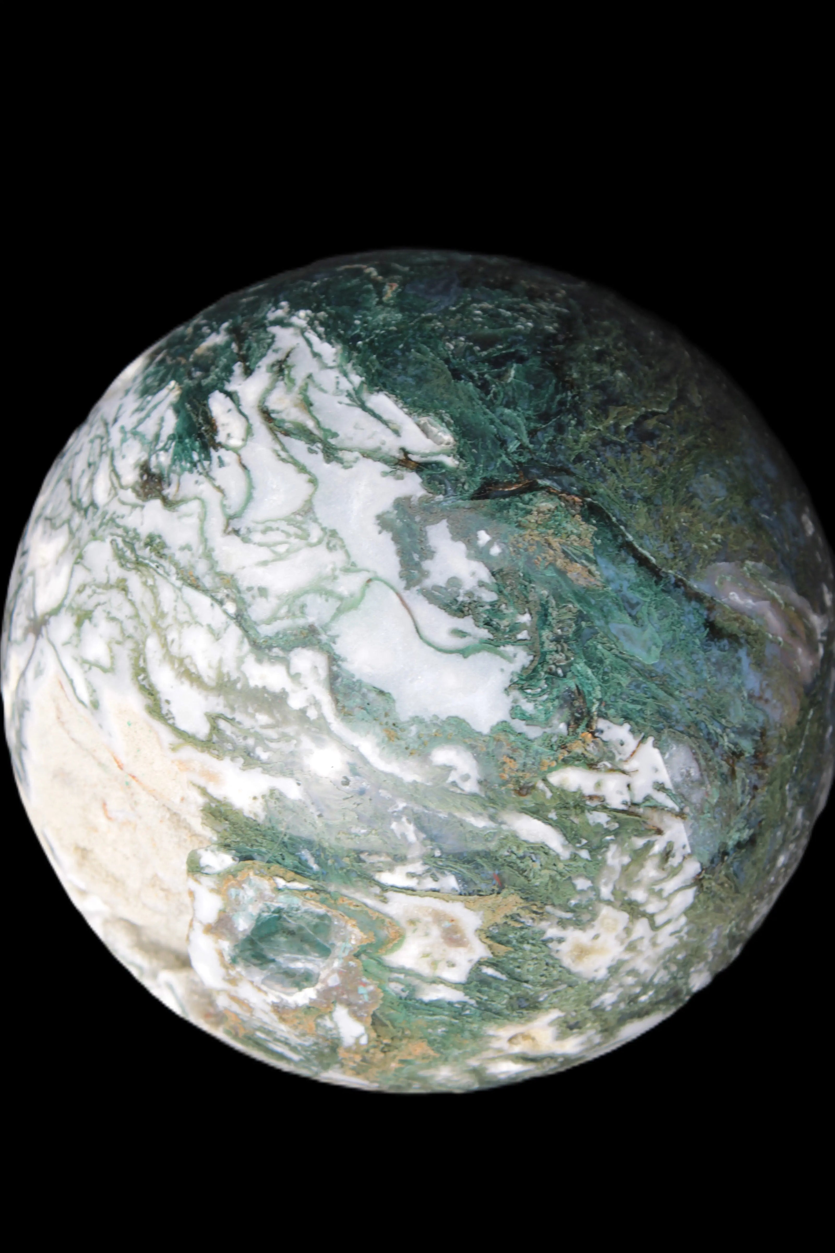 Amazing Ocean Moss Agate sphere with geode cave 4500g - Rocks and Things Store