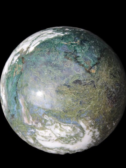 Amazing Ocean Moss Agate sphere with geode cave 4500g Rocks and Things