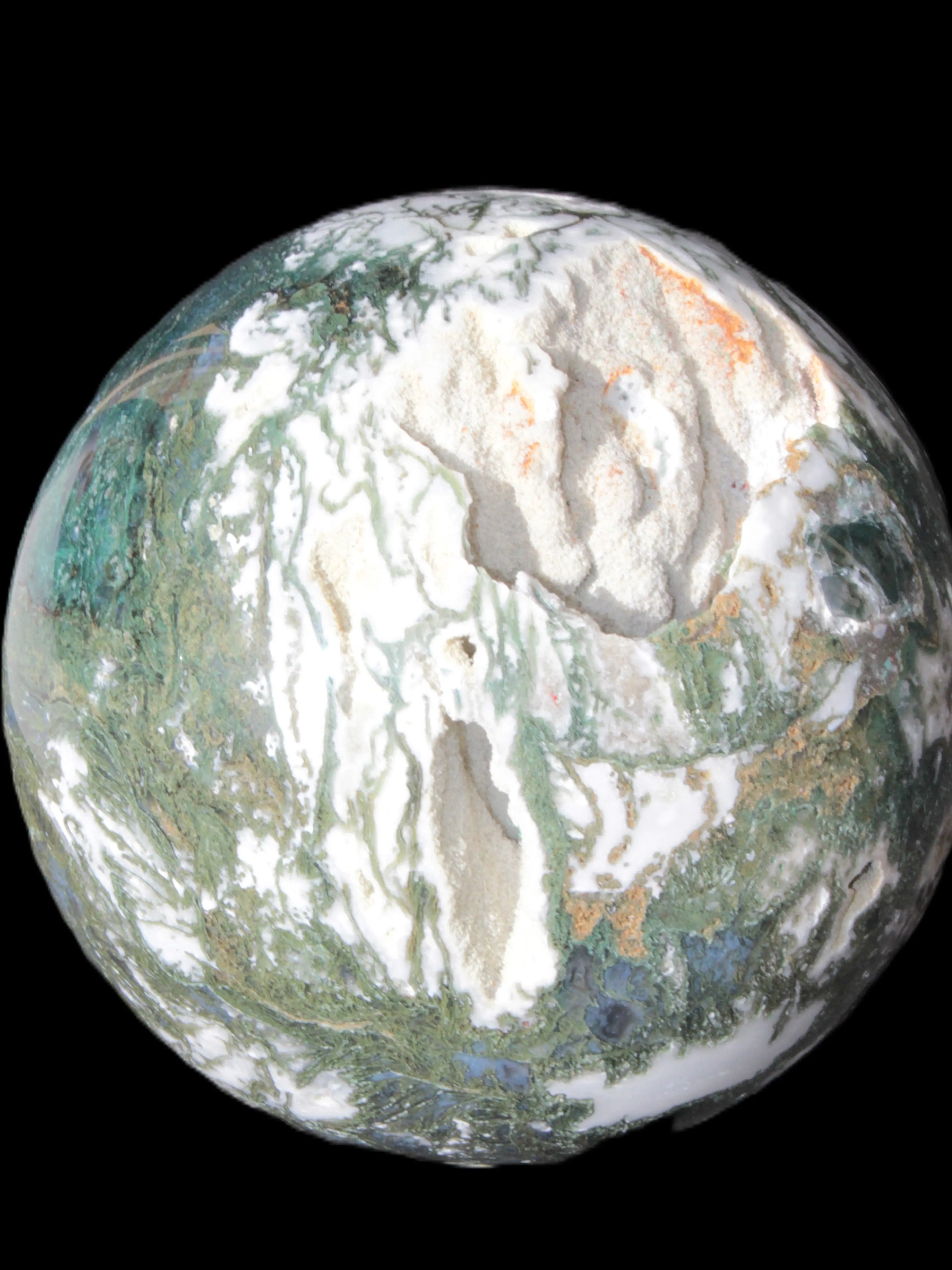 Amazing Ocean Moss Agate sphere with geode cave 4500g Rocks and Things