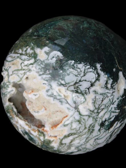 Amazing Ocean Moss Agate sphere with geode cave 4500g Rocks and Things