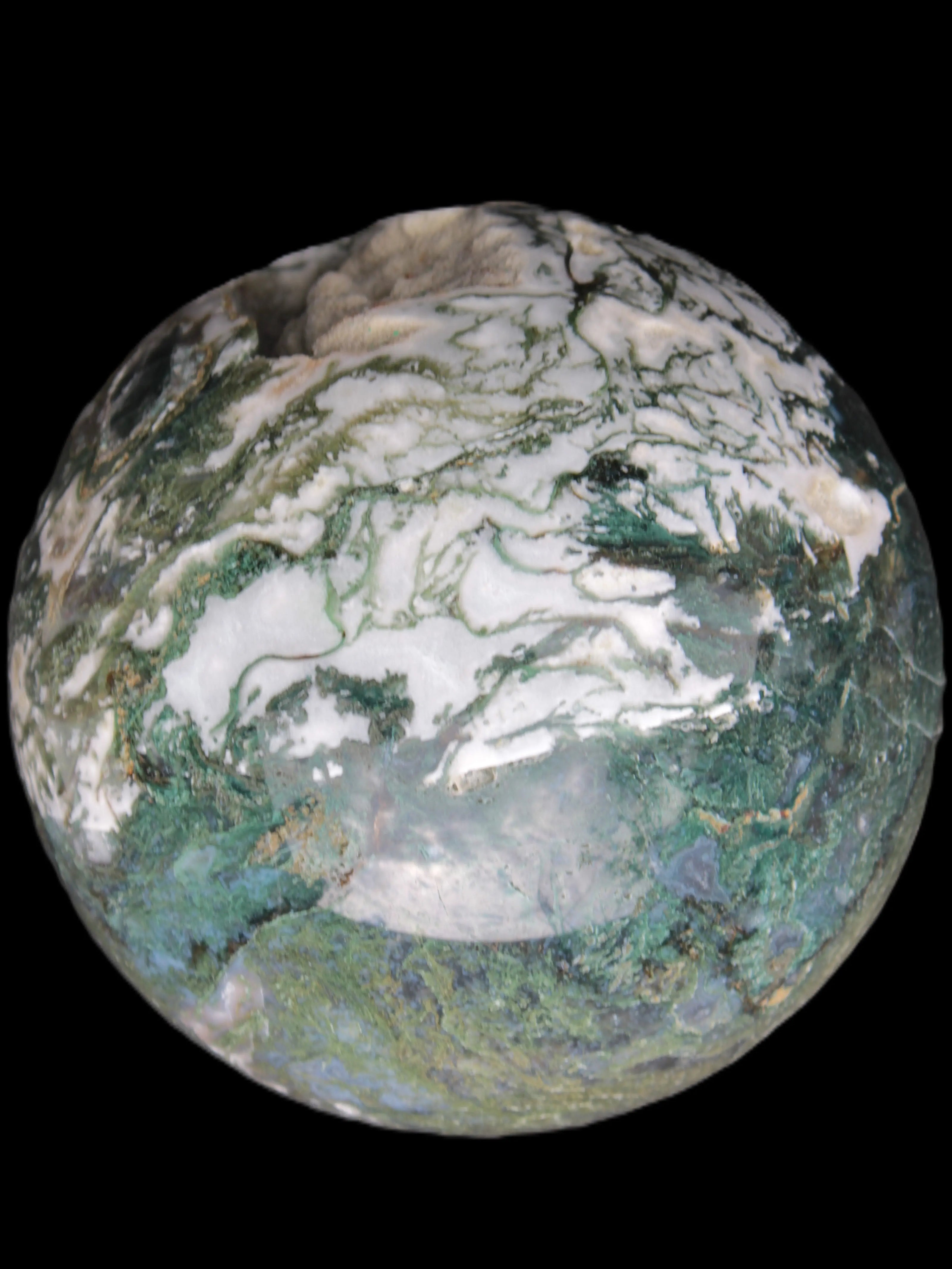 Amazing Ocean Moss Agate sphere with geode cave 4500g Rocks and Things