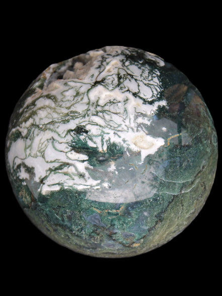 Amazing Ocean Moss Agate sphere with geode cave 4500g Rocks and Things