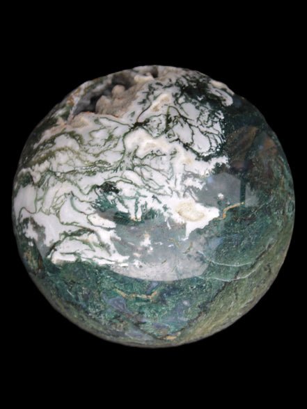 Amazing Ocean Moss Agate sphere with geode cave 4500g Rocks and Things
