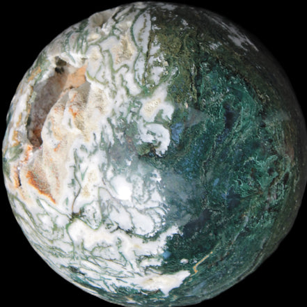 Amazing Ocean Moss Agate sphere with geode cave 4500g Rocks and Things