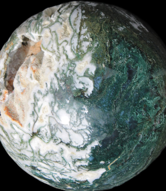 Amazing Ocean Moss Agate sphere with geode cave 4500g Rocks and Things