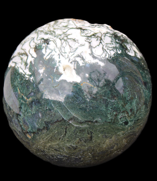Amazing Ocean Moss Agate sphere with geode cave 4500g Rocks and Things