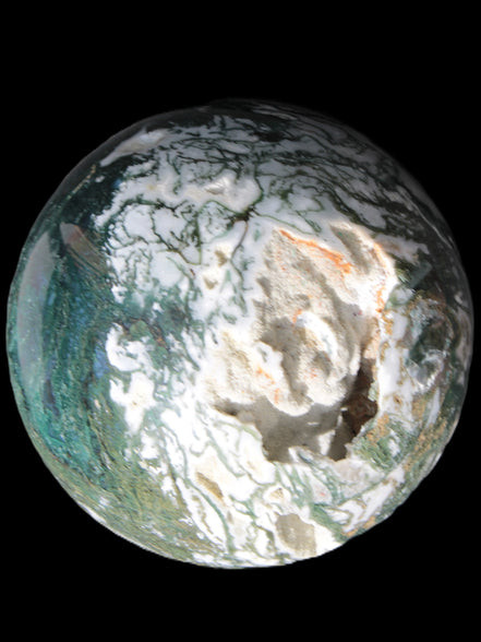 Amazing Ocean Moss Agate sphere with geode cave 4500g Rocks and Things