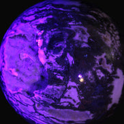 Amazing Ocean Moss Agate sphere with geode cave 4500g in UV light - Rocks and Things Store