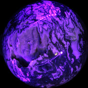 Amazing Ocean Moss Agate sphere with geode cave 4500g in UV light - Rocks and Things Store