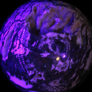 Ocean Moss Agate with geode cave sphere 4500g in UV light