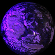 Ocean Moss Agate with geode cave sphere 4500g in UV light