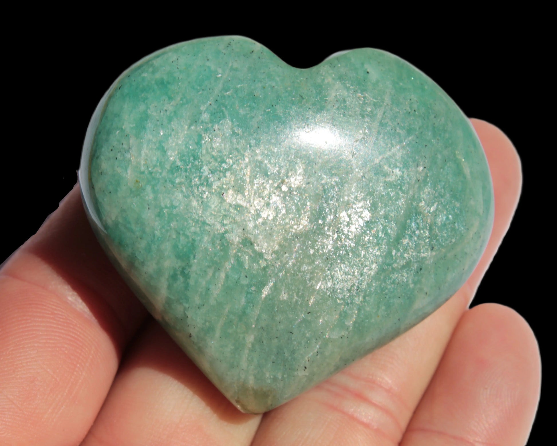 Amazonite heart from Madagascar 154g Rocks and Things