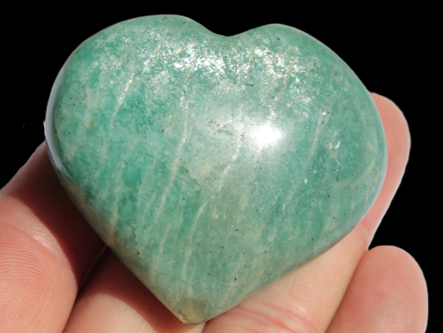 Amazonite heart from Madagascar 154g Rocks and Things