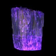 Amber Calcite phosphorescent crystal 127g in UV light - Rocks and Things Store