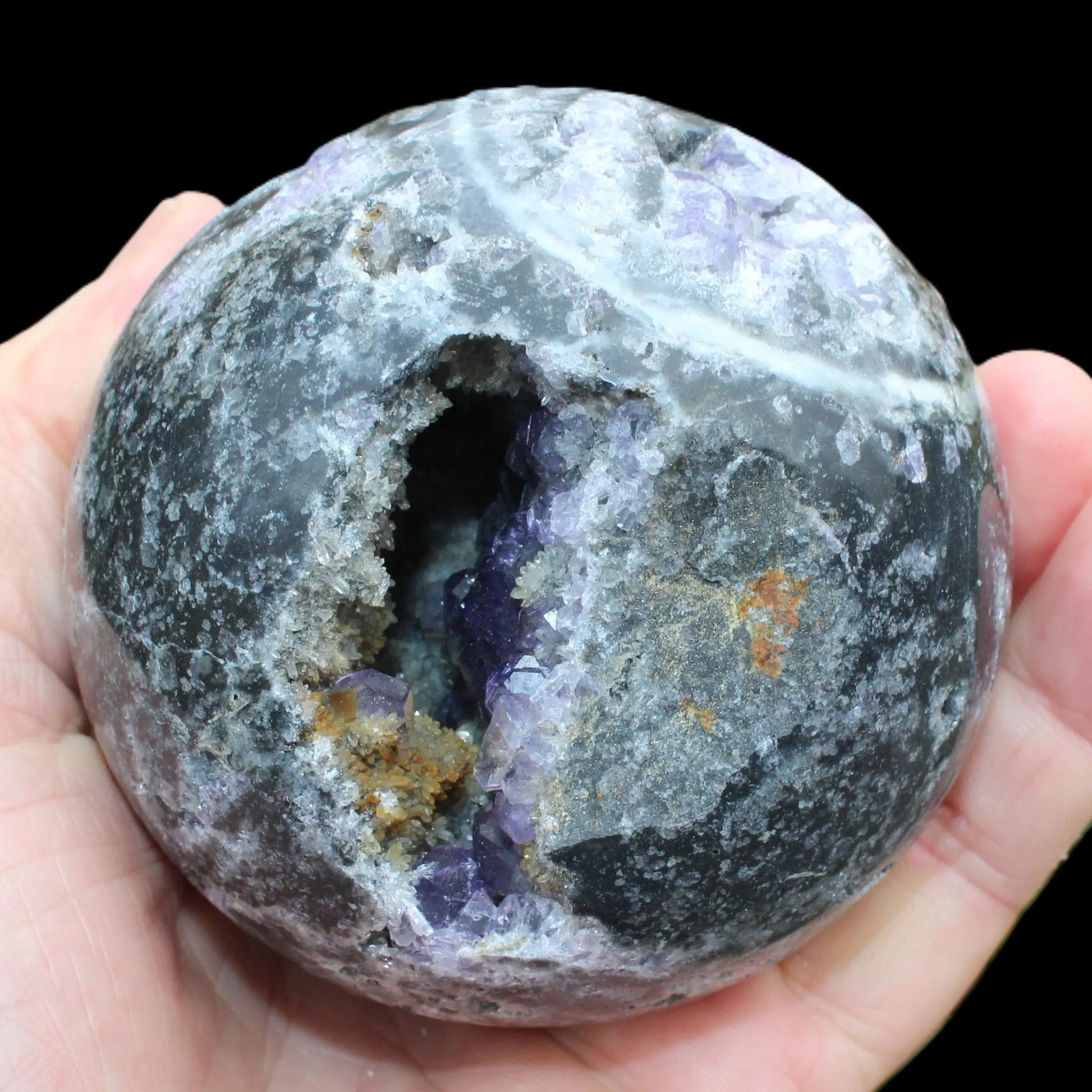 Amethyst Sphalerite sphere 713g Rocks and Things