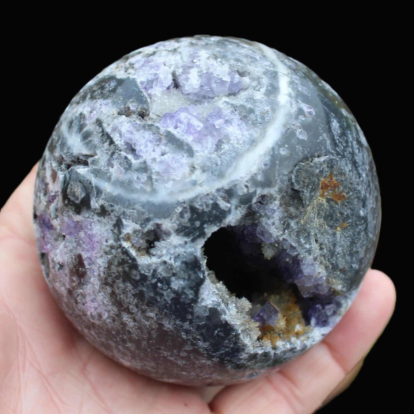 Amethyst Sphalerite sphere 713g Rocks and Things