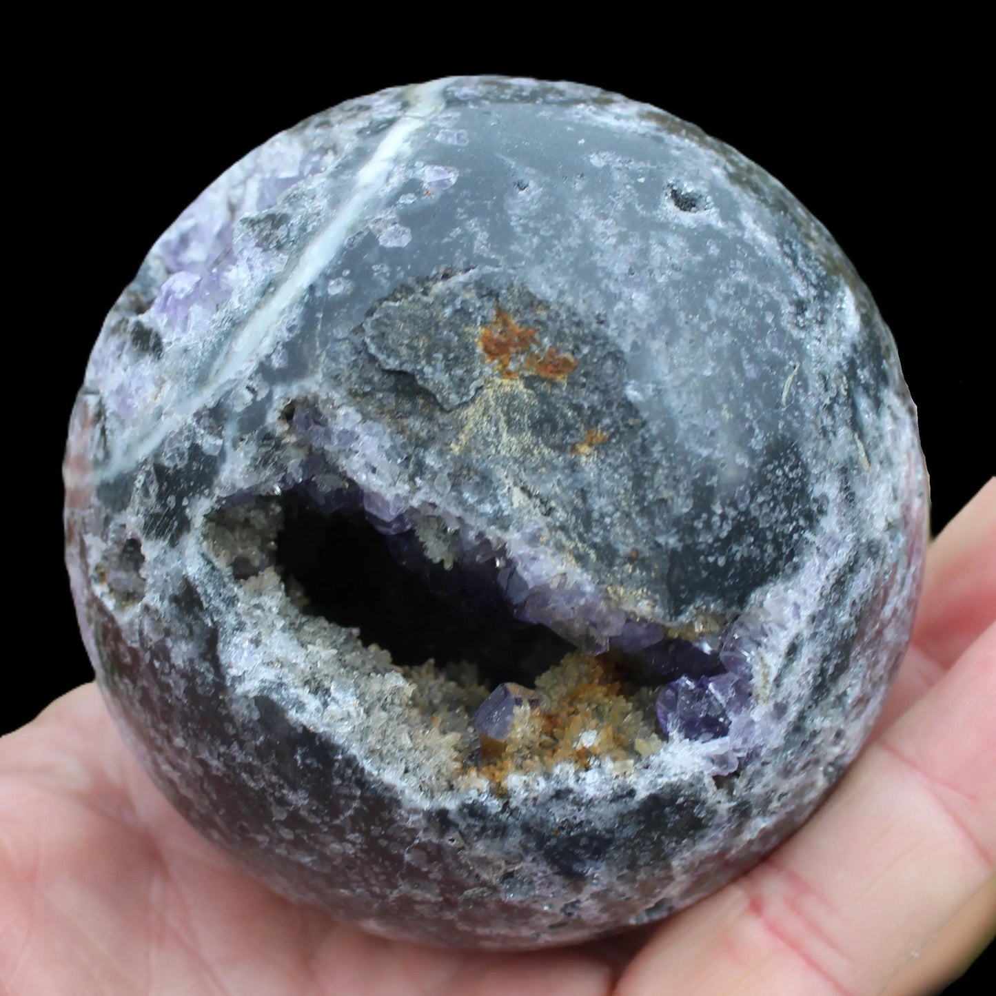 Amethyst Sphalerite sphere 713g Rocks and Things