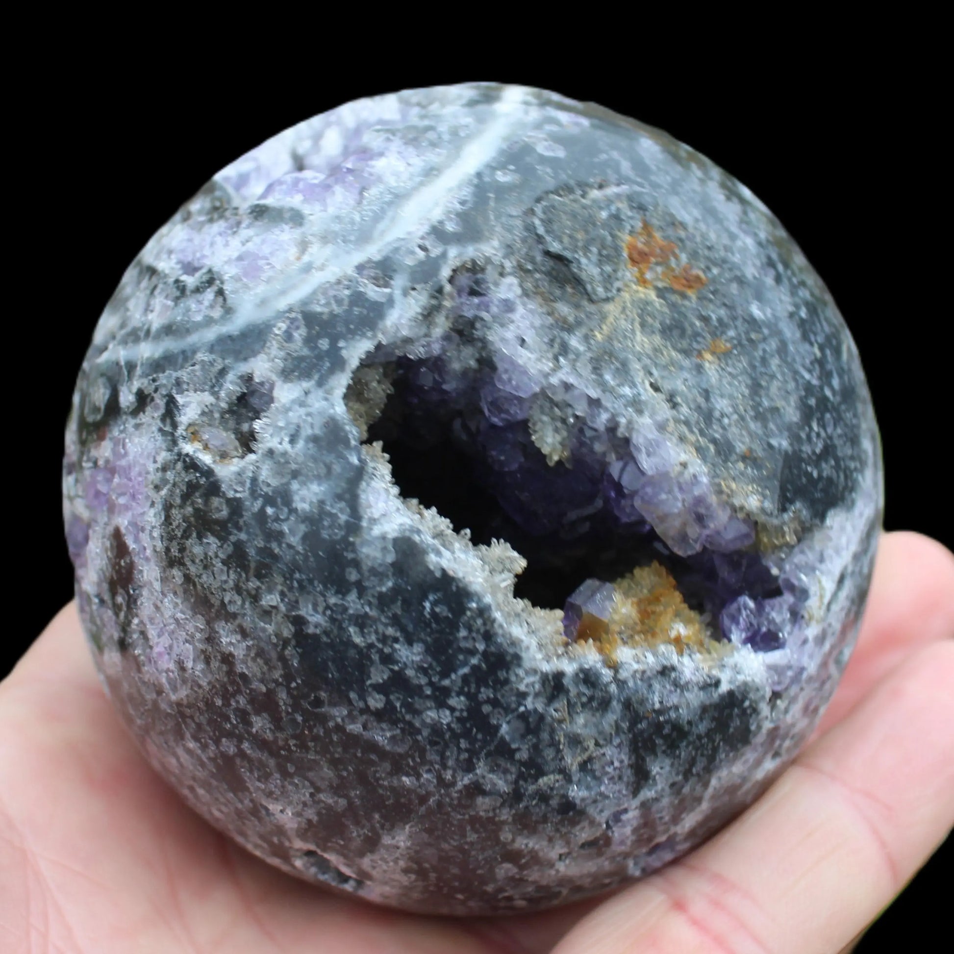 Amethyst Sphalerite sphere 713g Rocks and Things