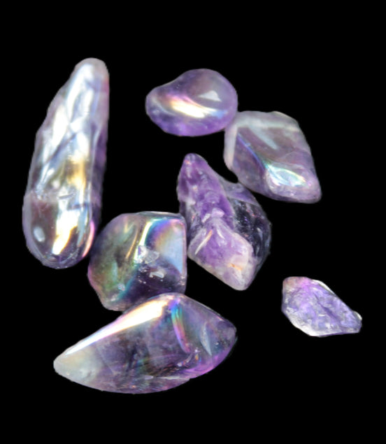 Angel Aura 5-7 Amethyst titanium electroplated crystals 8g Rocks and Things