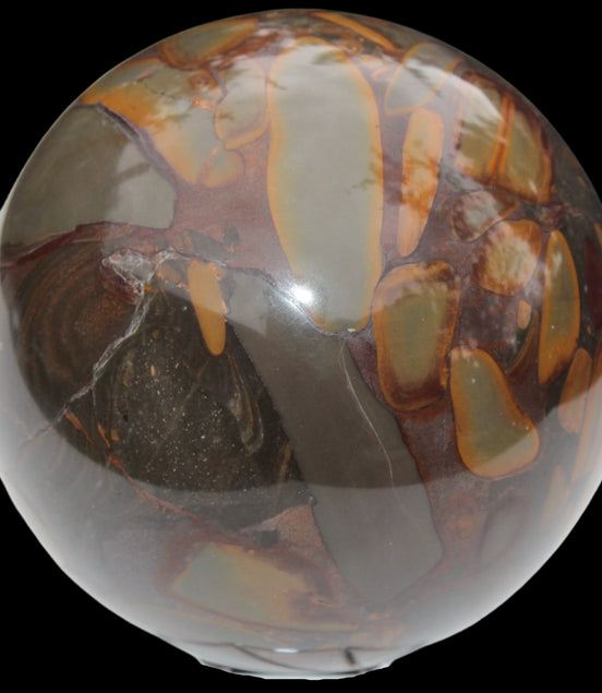 Bamboo Leaf Jasper sphere 84mm 439g - Rocks and Things Store