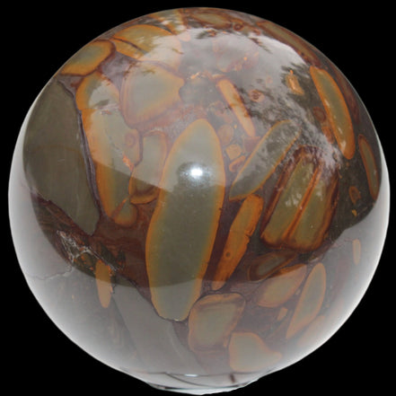 Bamboo Leaf Jasper sphere 84mm 439g - Rocks and Things Store