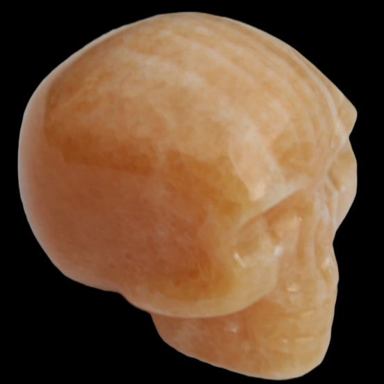 Banded Yellow Calcite skull 49mm 185.6g in sunlight - Rocks and Things Store