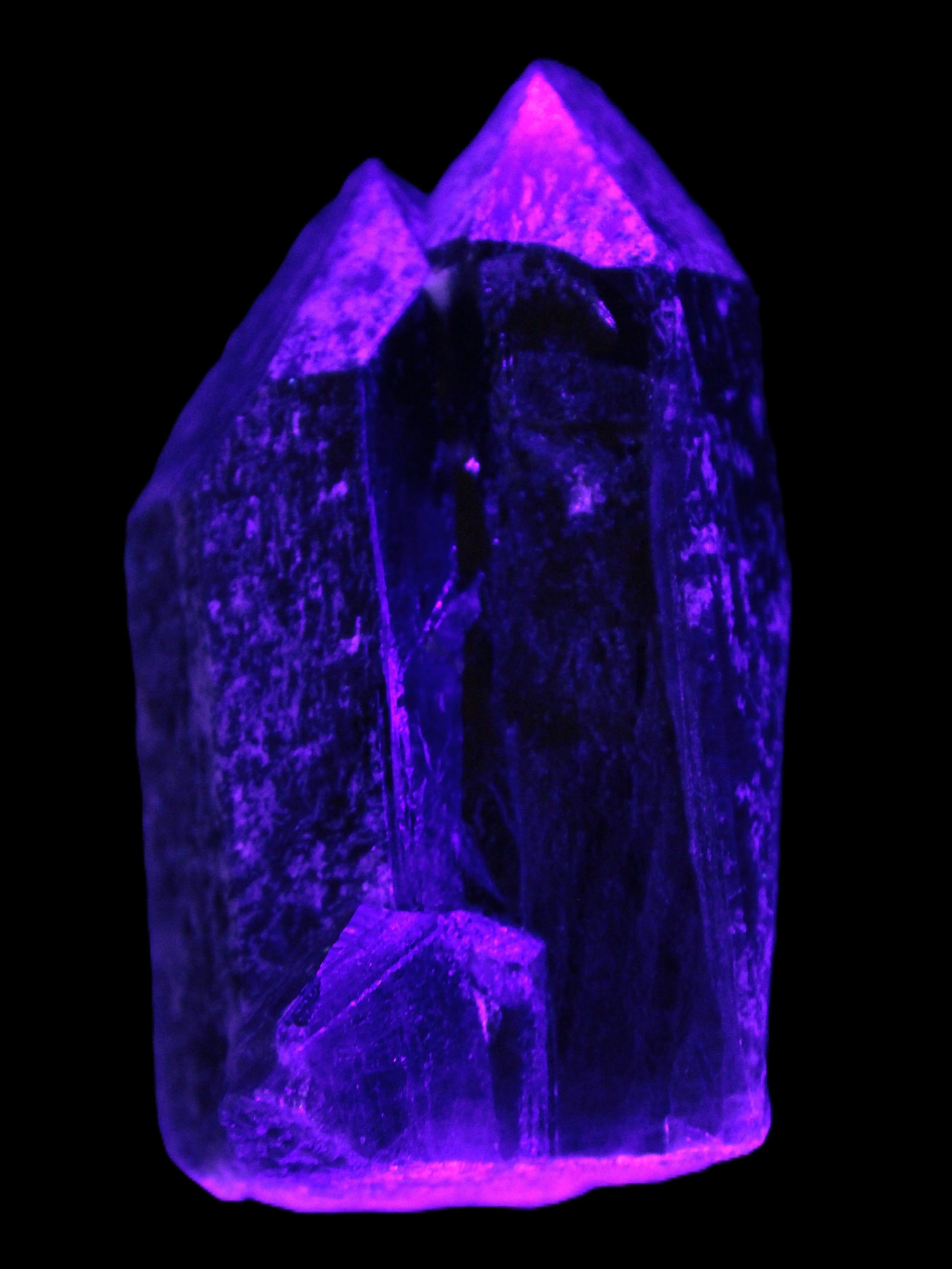 Black Smoky Quartz crystal cluster 213g in UV light