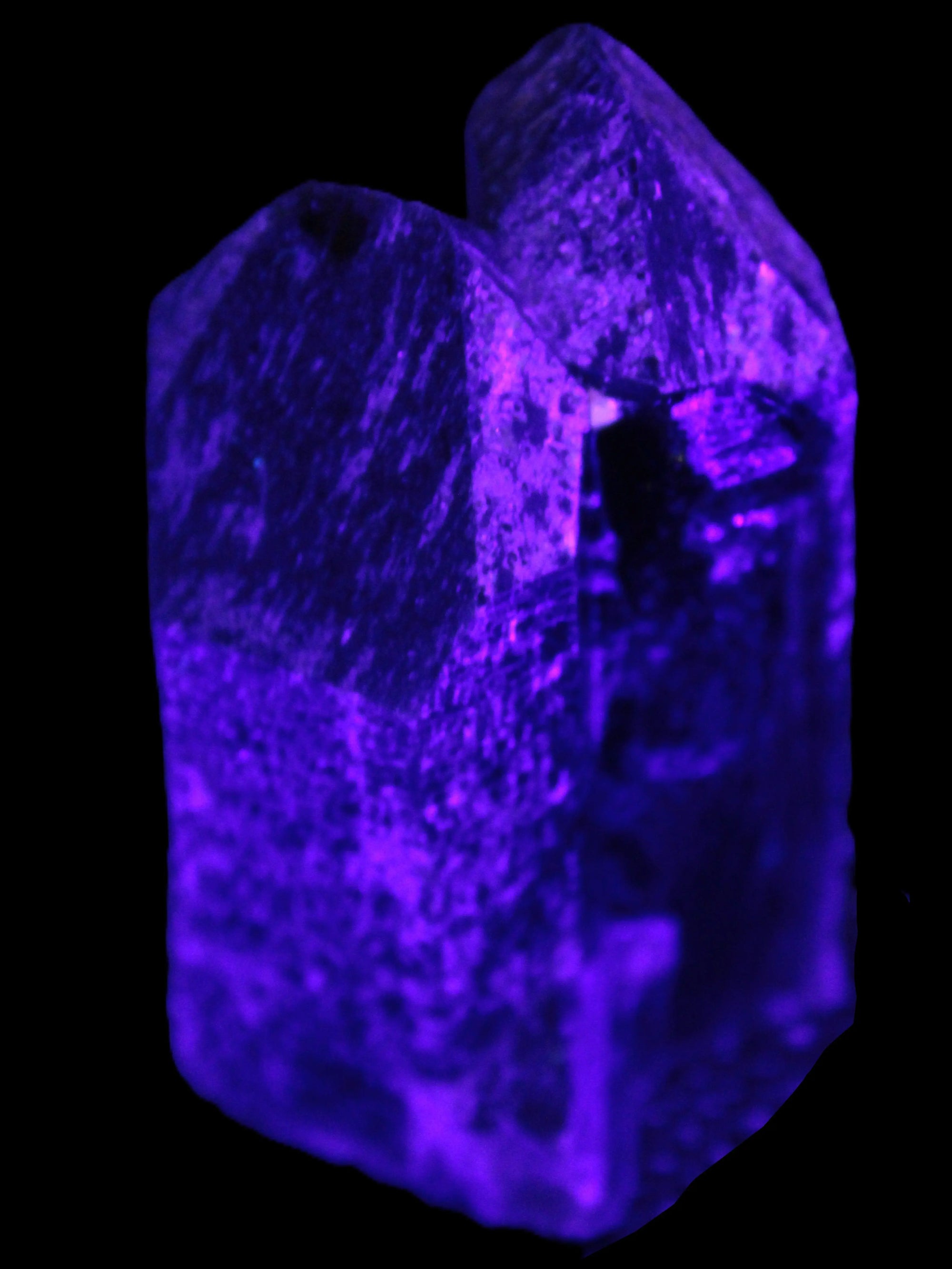 Black Smoky Quartz crystal cluster 213g in UV light