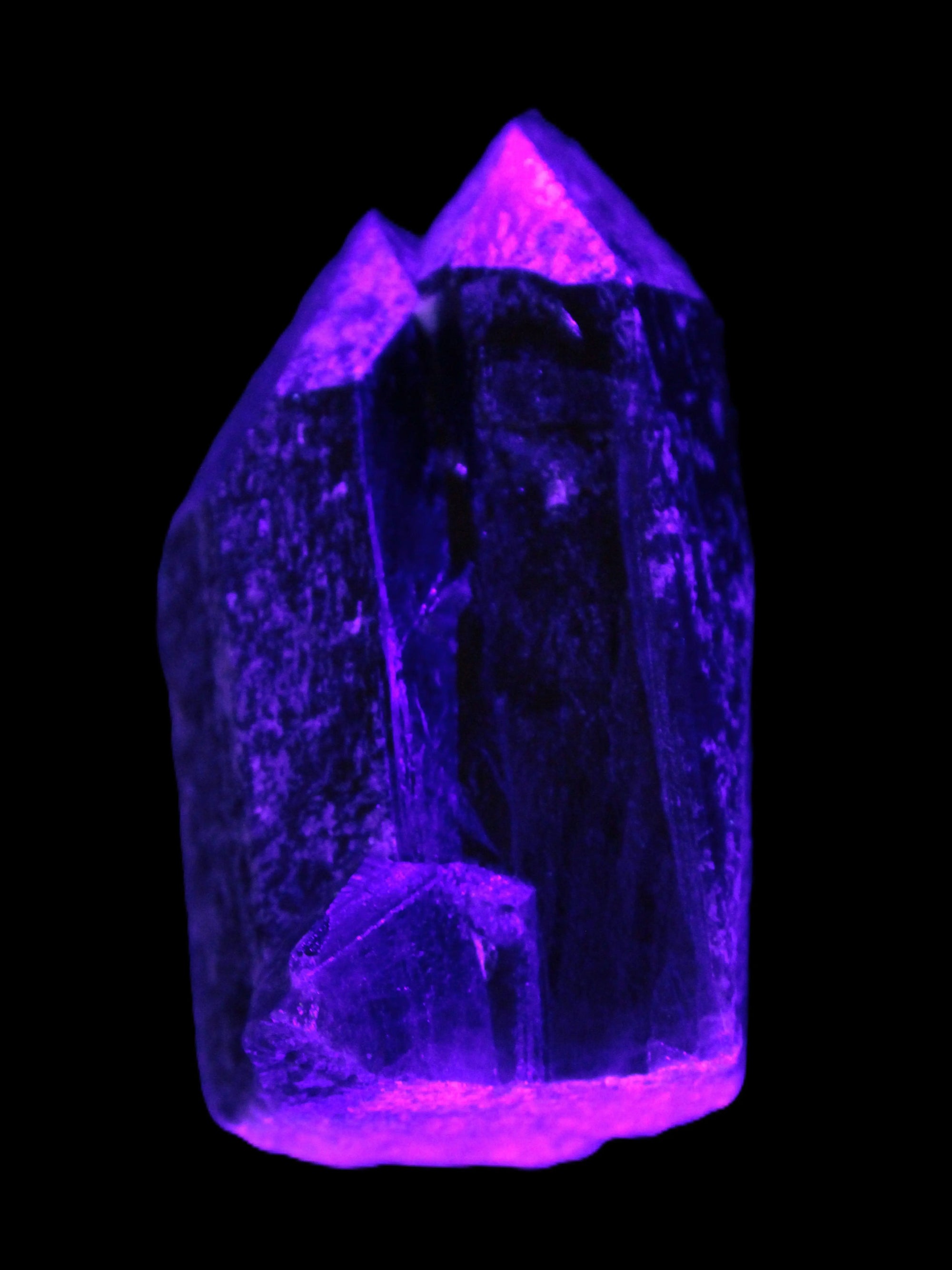 Black Smoky Quartz crystal cluster 213g in UV light