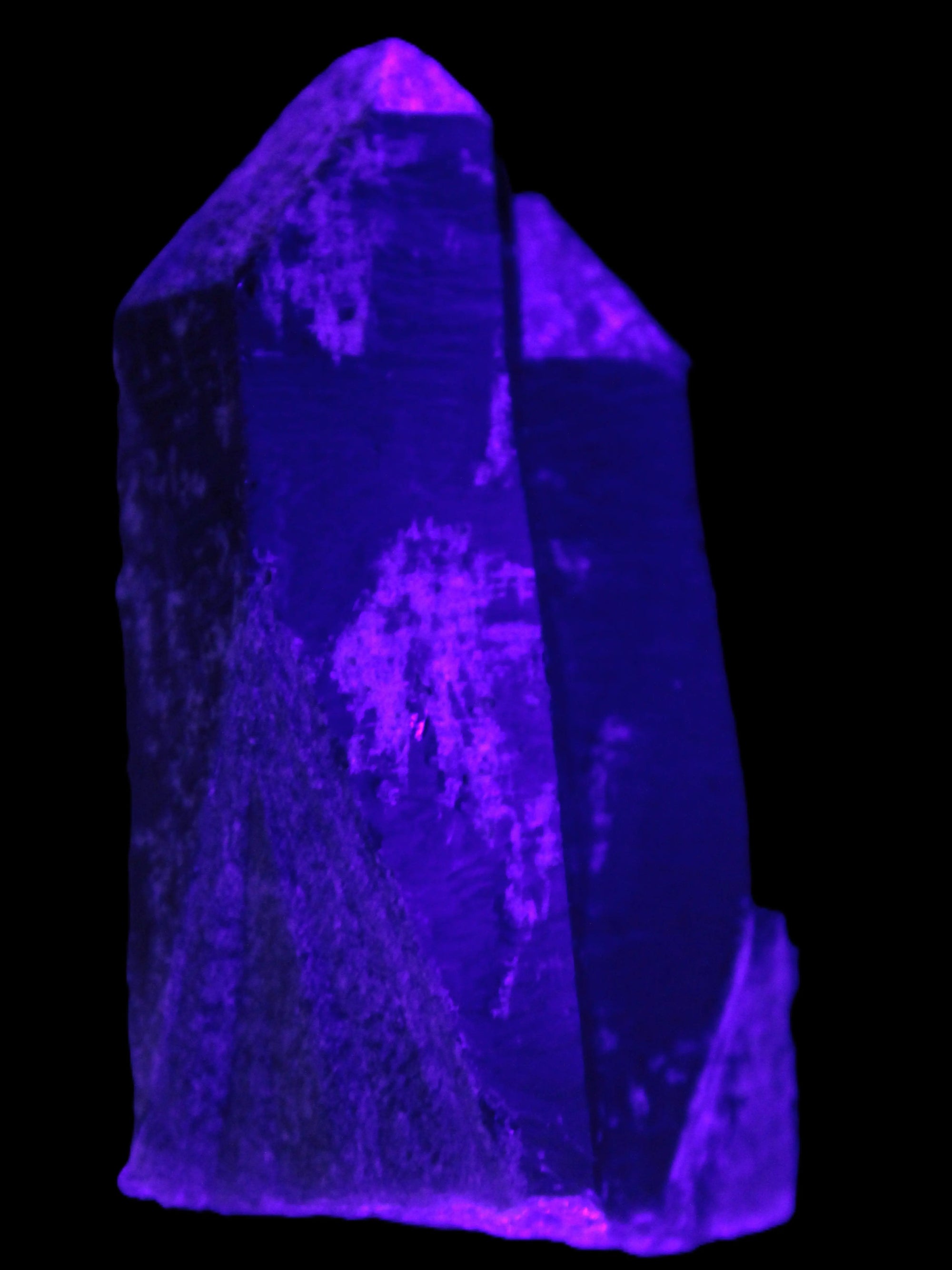 Black Smoky Quartz crystal cluster 213g in UV light