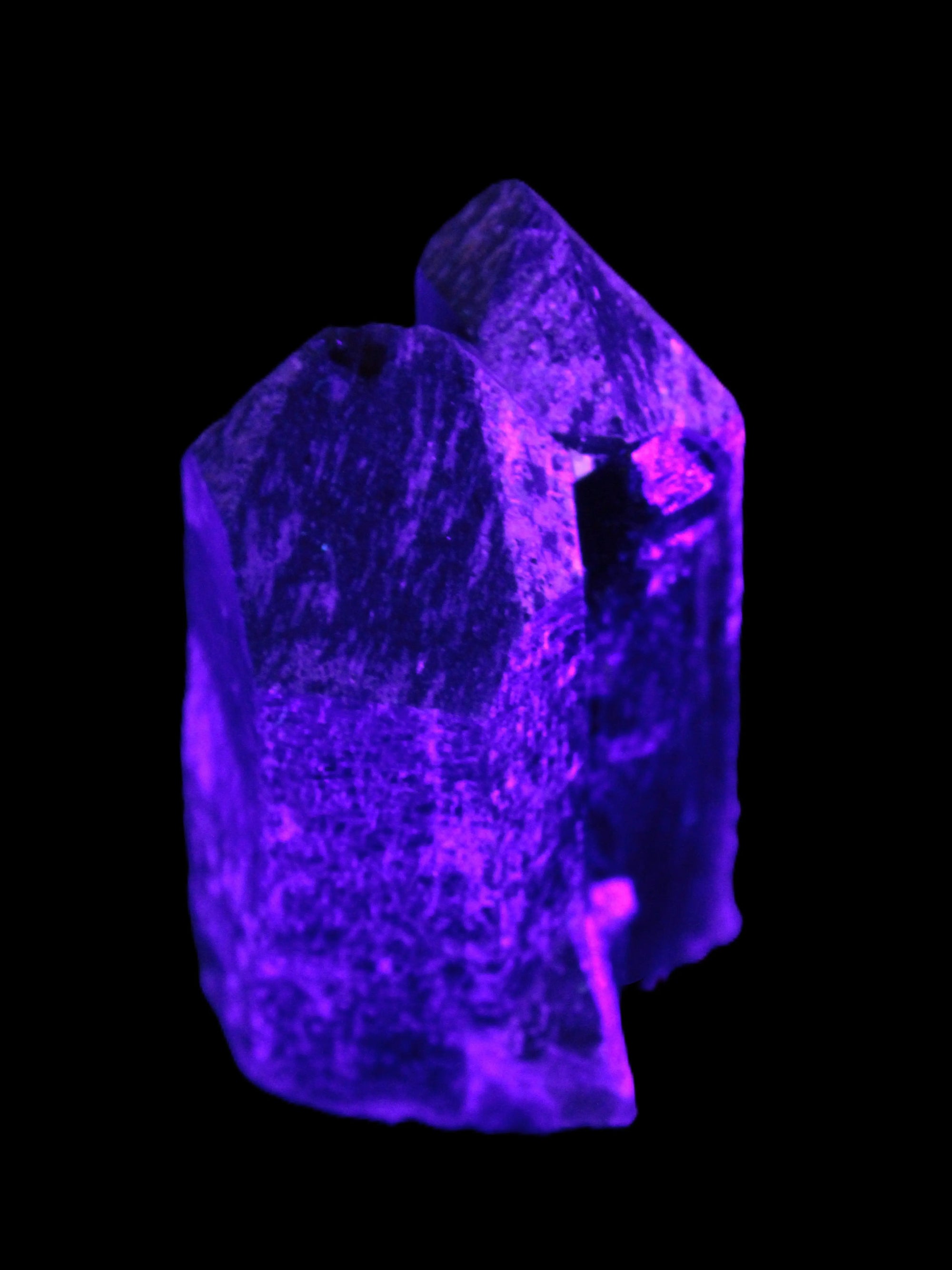 Black Smoky Quartz crystal cluster 213g in UV light