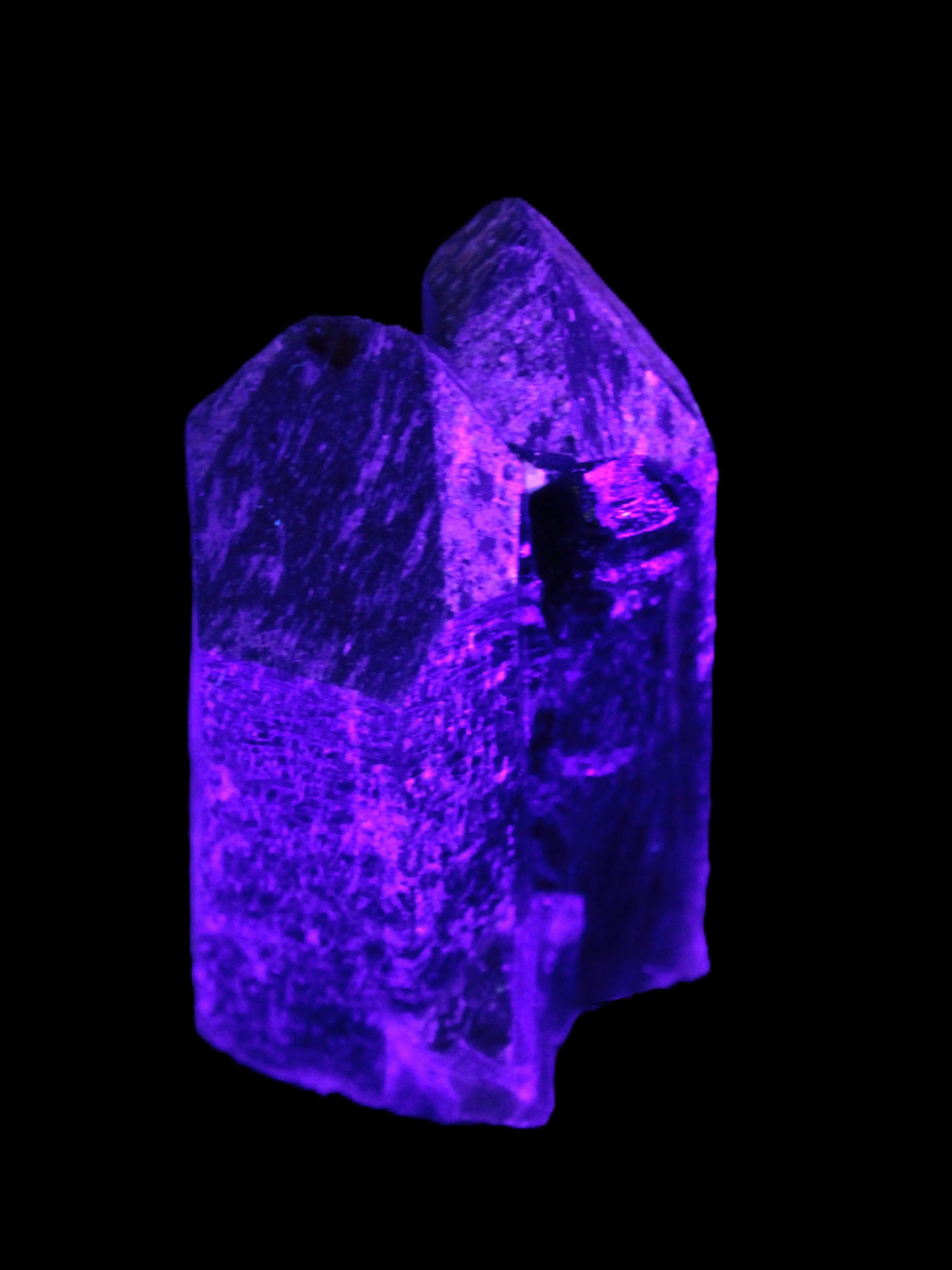 Black Smoky Quartz crystal cluster 213g in UV light