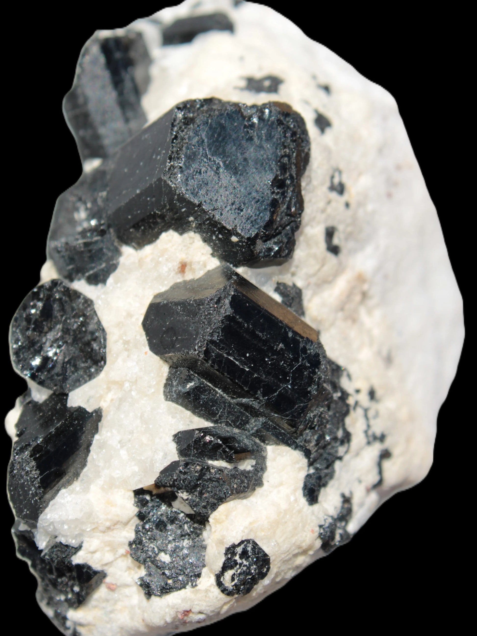 Black Tourmaline cluster in Calcite matrix 78*36*68mm 254g Rocks and Things Store