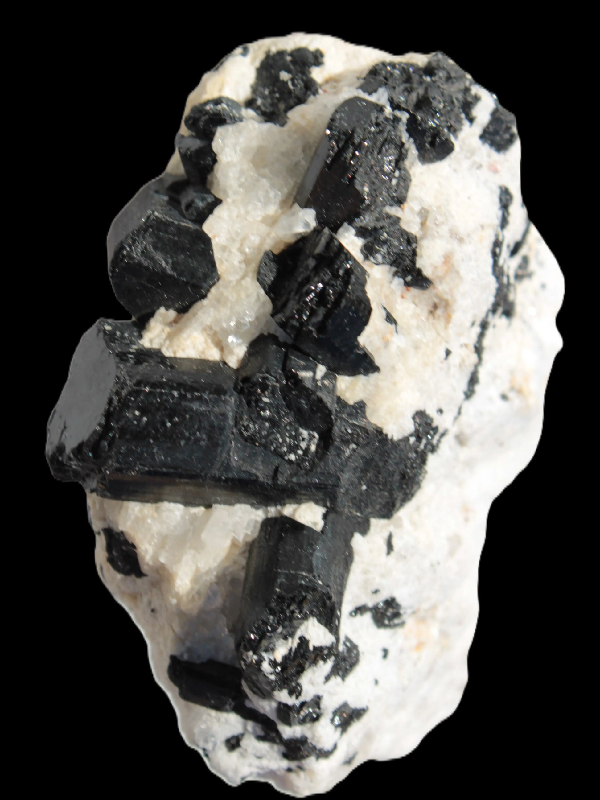 Black Tourmaline cluster in Calcite matrix 78*36*68mm 254g Rocks and Things Store