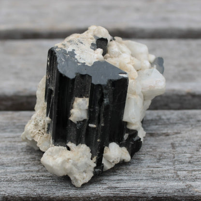 Black Tourmaline terminated crystal with Feldspar from Skardu  610.6ct 122g Rocks and Things